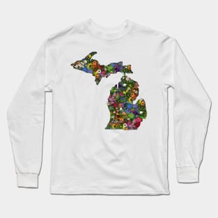 Michigan Map Long Sleeve T-Shirt